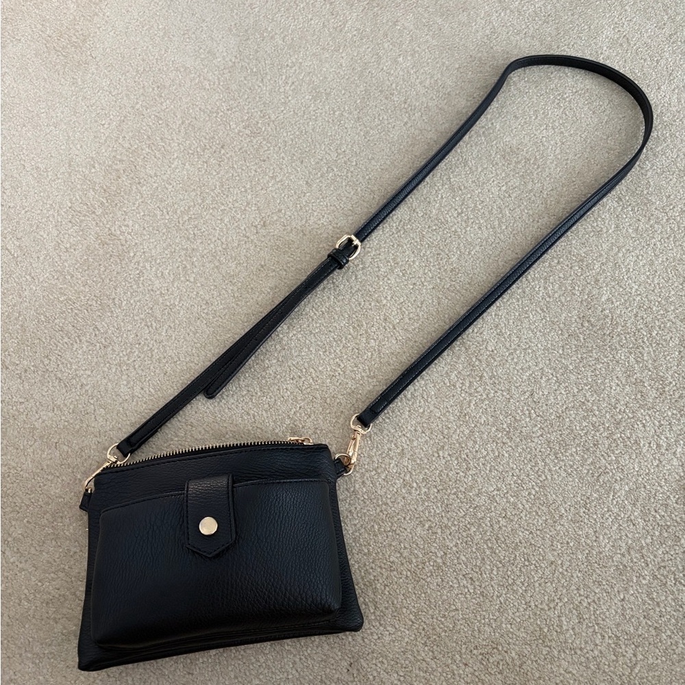 Black Crossbody Wallet Bag with Front Pocket